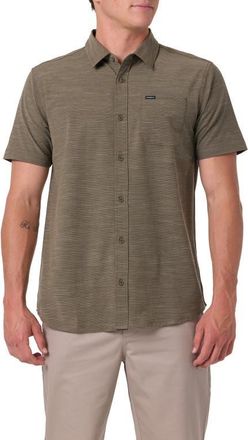O'Neill UPF Slub Short Sleeve Button Up Shirt in Army at Nordstrom, Size Xx-Large