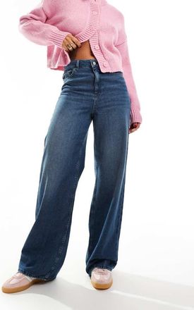 Jack & Jones Tokyo - Jeans a vita alta con fondo ampio lavaggio blu medio