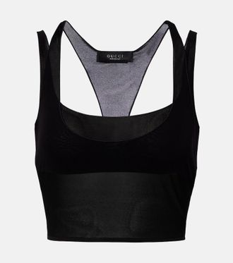 Gucci Layered semi-sheer cr&ecirc;pe jersey top