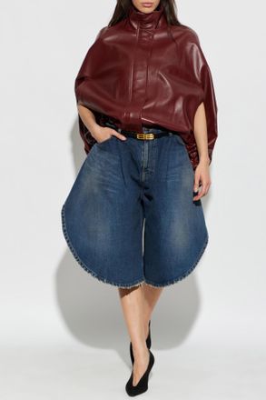Balenciaga Leather Cape, Womens, Burgundy
