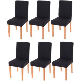 Hhg Hhg - Lote De 6 Sillas De Comedor Silla De Cocina Littau, Textil, Negro, Patas Claras