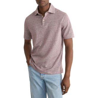 Eton Linen & Cotton Fine Knit Polo in Dark Purple at Nordstrom, Size X-Large
