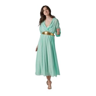 Pomandere 3/4 Mouw Jurk - Dames - Casual kleedjes - Blauw - S - Kleedjes