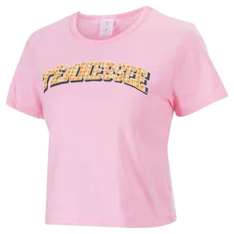 ZooZatZ Womens ZooZatz Pink Tennessee Volunteers Gingham Logo Cropped T-Shirt at Nordstrom, Size Medium