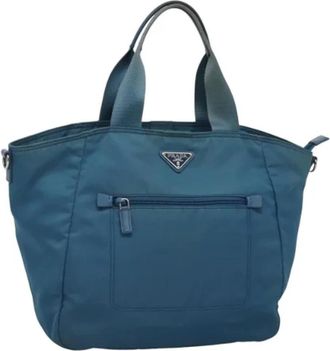 Prada Pre-owned Nylon handbags - Dames - Vintage Shopper - Blauw - ONE Size - Nylon - Vintage