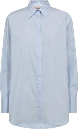 Mos Mosh MMEnola Katoenen Shirt - Dames - Overhemden - Blauw - M - Katoen - Overhemden