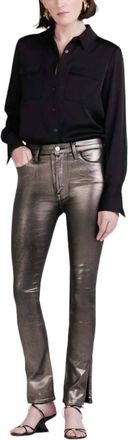 Derek Lam Tootsies High Rise Metallic Coated Jeans In Gold