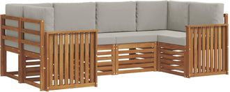 vidaXL Conjunto De Sof&aacute;s De Exterior 6 Uds. Gris Natural Y Claro Vidaxl
