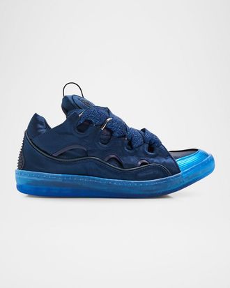 Lanvin Men & apos;s Curb Satin Leather Oversized Sneakers