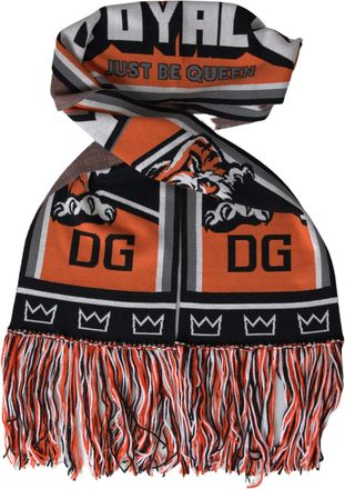 Dolce & Gabbana Womens Multicolor Wool Dg Royals Wrap Fringe Scarf Virgin