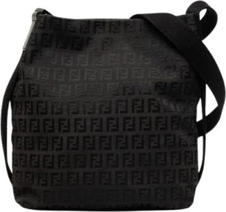Fendi Pre-owned Canvas Crossbody Bag - Dames - Vintage Schoudertas - Zwart - ONE Size - Leer - Vintage