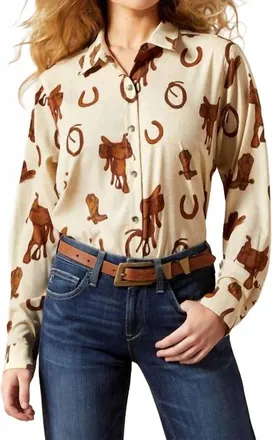 Ariat Homestyle Button Up Shirt In Rodeo Spur Print