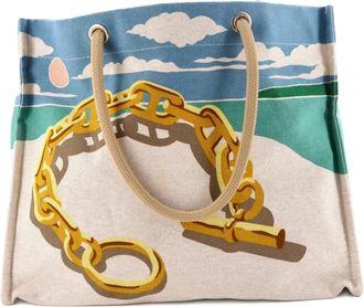 Herm&egrave;s Borsa tote La Plage Beach con stampa - Toni neutri