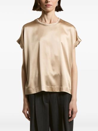 PESERICO silk-blend short-sleeve top - women - Silk/Elastane - 46 - Neutrals
