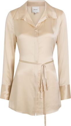 Reformation Camilla Waist-tie Silk Shirt - Beige - 0 (UK4 / Xxs)