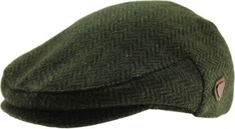 Generic Royal Stallion Wool Flat Cap in Green Herringbone, Size: Medium (57cm)