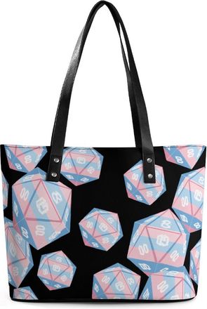 Generic Trans Transgender Flag Dice Tote Bags for Women Cute Shoulder Purses Handbags