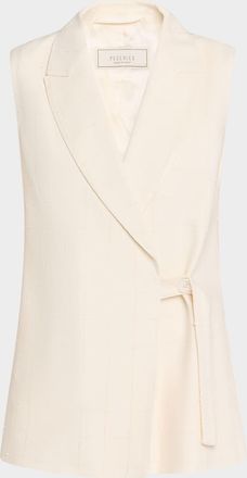PESERICO Single-Button Grid Textured Vest