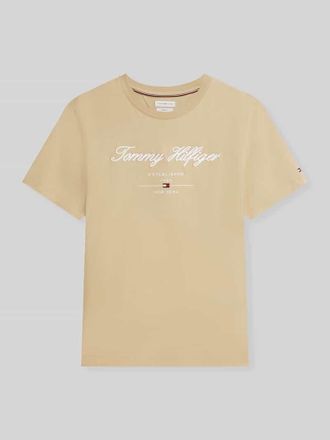 Tommy Hilfiger Regular Fit T-Shirt aus reiner Baumwolle in Beige, Gr&ouml;&szlig;e XXL