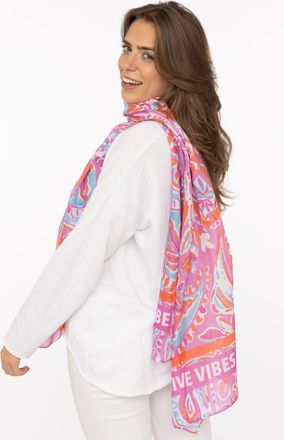 Zwillingsherz Modeschal ZWILLINGSHERZ Paisley, Damen, pink, Kunstfaser, Modet&uuml;cher Modeschal, transparent, aquarell Print, Schriftzug