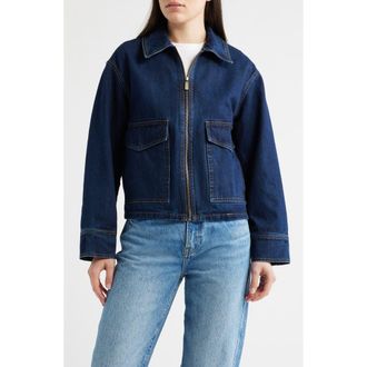 Michael Kors Crop Denim Jacket in Dark Wash Denim at Nordstrom, Size X-Large