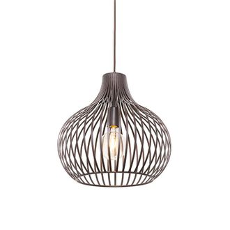 QAZQA Moderno L&aacute;mpara Colgante Moderna Marr&oacute;n 38 Cm - Saffira Aluminio Redonda Adecuado Para Led Max. 1 X 40 Watt - Qazqa