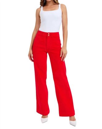 Judy Blue Corduroy Wide Leg Trouser In Red