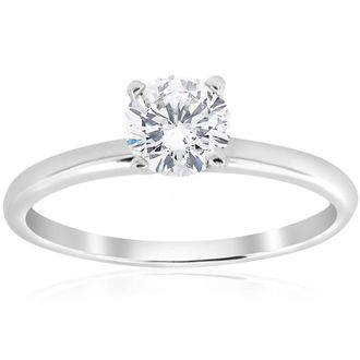 Pompeii3 5/8ct Solitaire Round Diamond Engagement Ring 14K White Gold Brilliant Jewelry Size Selectable