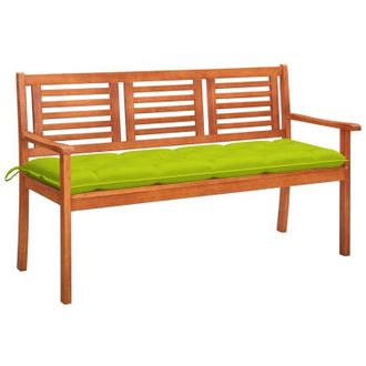 vidaXL Banco De Jard&iacute;n 3 Plazas Madera Maciza Eucalipto Y Coj&iacute;n 150 Cm Vidaxl