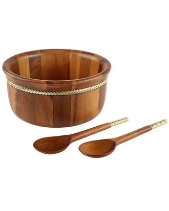 Namb&eacute; Nambe Braid Round Salad Bowl With Servers
