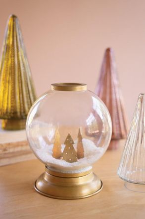 Kalalou Glass And Metal Globe Candle Holder