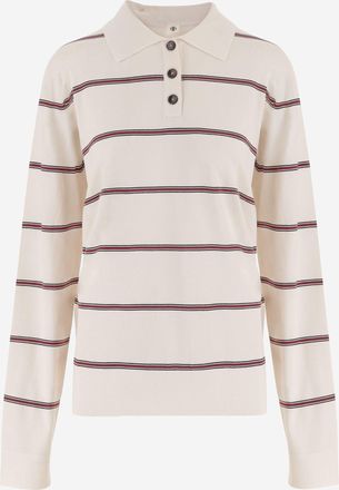 The Garment viscosemix poloshirt met gestreept patroon