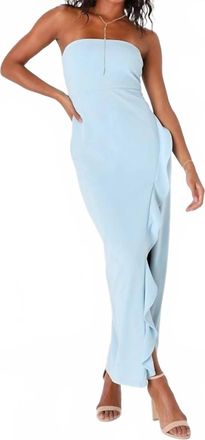 Lulus After Hours Strapless Ruffled Maxi Dress In Light Blue