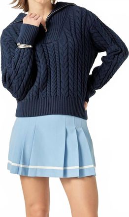 English Factory Quarter Zip Sweater In Navy