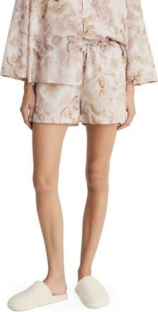 Mango Floral Print Cotton Pajama Shorts in Light/pastel Grey at Nordstrom, Size Small