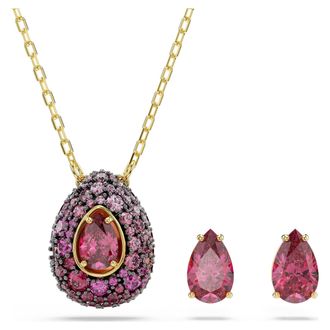 Swarovski Sublima Set (2), Pear cut, Red, 18K gold finish Set