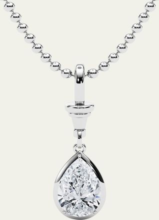 HauteCarat 18K Ball and Chain Pear Shape Lab Grown Diamond Pendant Necklace, 2.0tcw