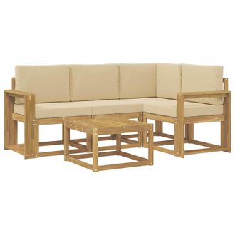 vidaXL Conjunto De Sof&aacute;s De Exterior Con Coj&iacute;n 5 Pcs Y Beige Vidaxl