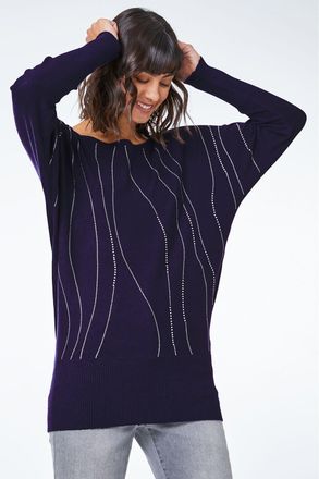 Roman Embellished Linear Print Jumper