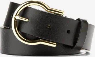 Cole Haan Womens 32MM Hinged Buckle Belt - Black Size Medium