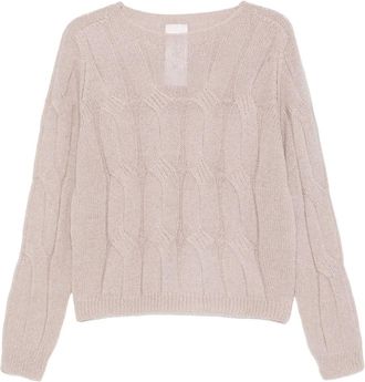 Liu Jo cable-knit sweater - women - Alpaca/Acrylic/Nylon - S - Pink