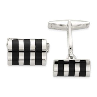 Diamond2Deal Sterling Silver Onyx Cufflinks