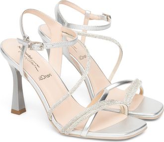 Nero Giardini Crystal Studded Ankle Strap Sandal in Silver at Nordstrom, Size 10Us