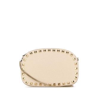 Valentino Garavani Ivory Leather Rockstud Crossbody Bag