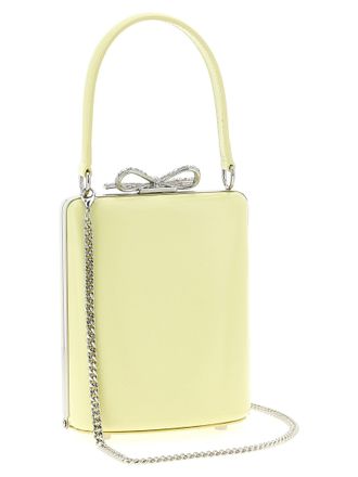 Self Portrait Bow-Detailed Leather Top Handle Bag - Yellow