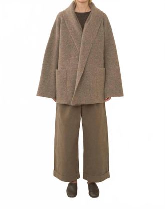 Lauren Manoogian Double Face Long Sleeve Coat In Walnut