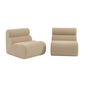 Sweeek Sof&aacute; modular con efecto alpaca, 2 plazas, beige
