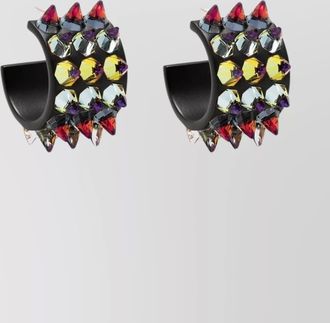 Amina Muaddi crystal embellished small hoop earrings