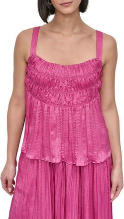 DKNY Crushed Pleats Sleeveless Top in Vivid Pink at Nordstrom, Size X-Large