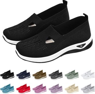 Generic Womens Comfort Walking Shoes, Woven Lightweight Breathable Orthopedic Sneakers with Soft Sole, Wide Fit Shoes Womens Comfortable Breathable Arch Suppo